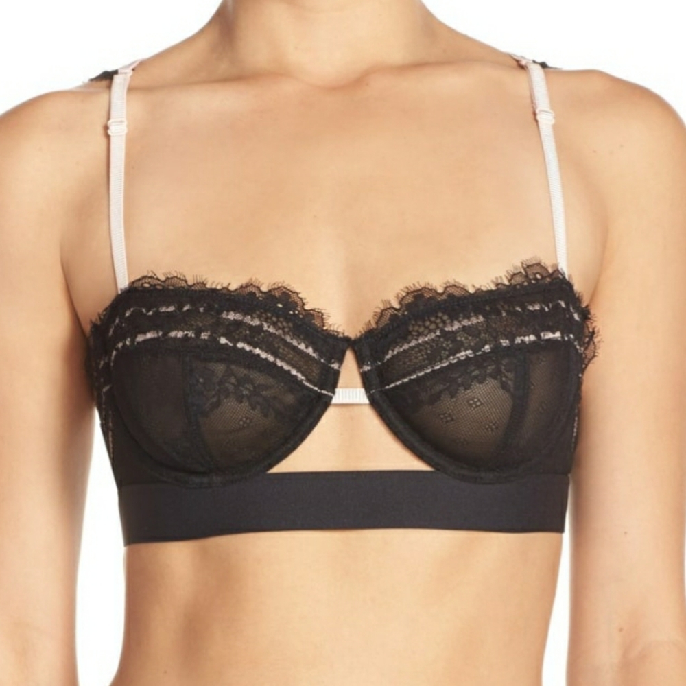 NWT Free People Intimately Pretty Lace Underwired Bra Black Size 34B